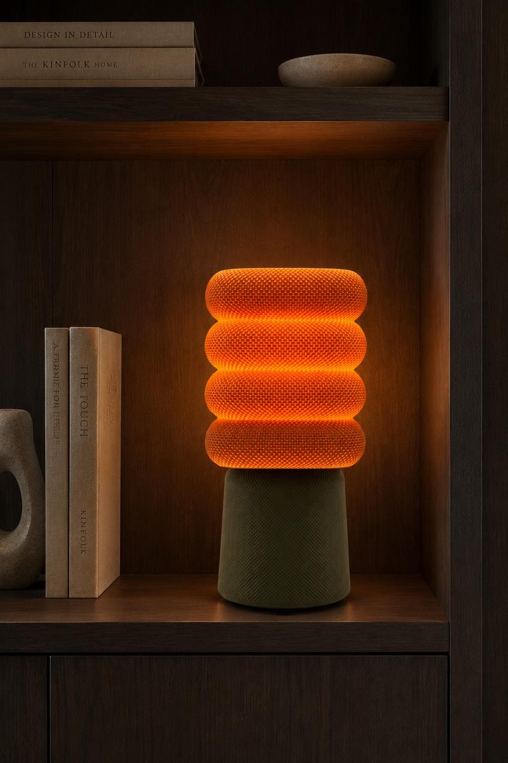 Ripple Sculptural Table Lamp with Stacked Ring Shade & Warm LED