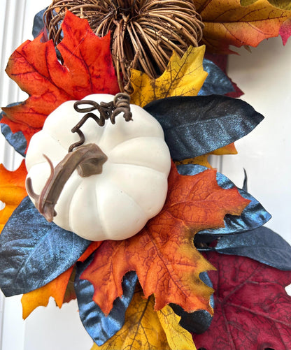 Black Cat Halloween Wreath:LED Lantern,Halloween Door Decor,Pumpkins,October Front Door Hanger,Autumn Boho Dec,Spooky Half Moon Kitty Wreath