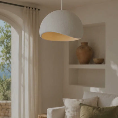 Modern Organic Pendant Light with Textured Sculptural Shade