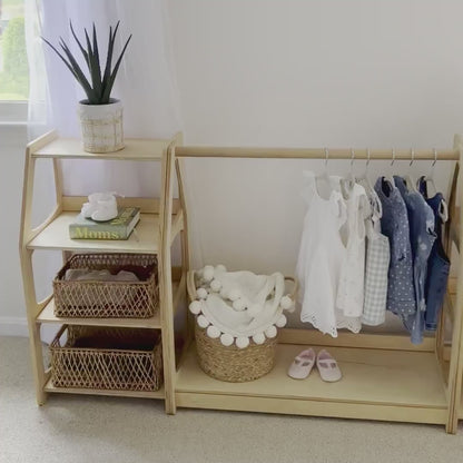 Montessori Clothing Rack & Shelf Set for Organized Toddler Nursery