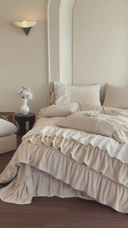 Retro French Fleece Bed Sheet, Luxury Bedroom Decor