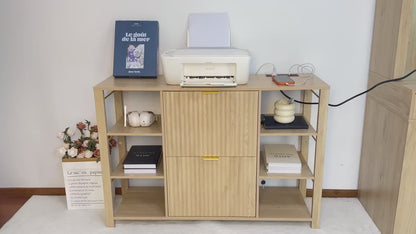 Fluted Home Office File Cabinet with Charging Station & Locks