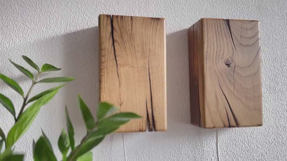 Reclaimed Wood Wall Sconce with GU10 LED, Hardwired or Plug-In