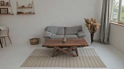 2-in-1 Solid Oak Live Edge Transformer Table – Coffee to Dining Table – Adjustable Height – Natural Wood – Handmade Convertible Table
