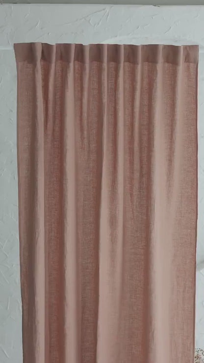 Natural Light Beige Linen Curtain Panel with Multifunctional Heading Tape
