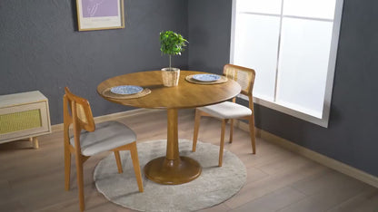 Round Dining Table with Tulip Leg Solid Wood Table, 2 to 6 Seat Person Dining Room Table, Circular Table Kitchen Diningroom Furniture