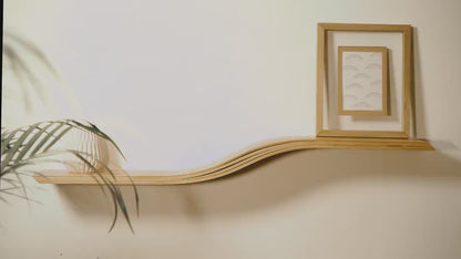 Floating Wave Shelf, Wood Wall Shelf Curved, Walnut Oak Ash, Modern Wooden Shelves with Hidden Brackets, Handmade Home Decor