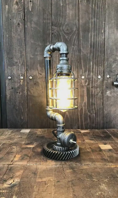 Savage Steampunk Lamp | Industrial Metal Table Lamp | Rustic Handmade Home Decor
