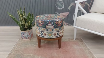 Round pouf stool, Bedroom pouf, Footstool ottoman, Tufted stool, Piano chair, Moroccan pouf, Footrest bench, Make up stool