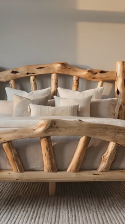 Cedar Log Bed | Rustic Cedar Bed, Solid Wood Bed Frame, Custom Log Bed, Handcrafted Furniture, Cabin furniture, Cabin Bed.
