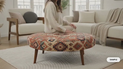 Modern Geometric Abstract Round Coffee Table | Porch Dad Sunshine