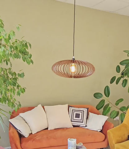 Modern Wood Pendant Light in Walnut or Oak HDF