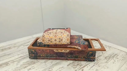 Oriental Motif Chaise Lounge Bed | Orange Blue Classic Settee