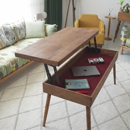 Lift Top Wood Coffee Table with Storage, Modern Smart Table