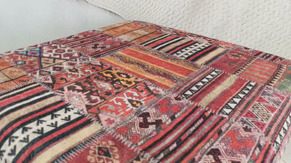 Vanity stool, handmade footstool, upholstered footstool, handmade furniture, patio furniture, small chair, kilim bench